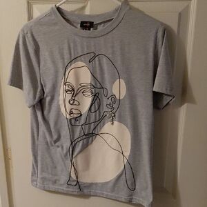 Abstract Line Art Tee in Gray